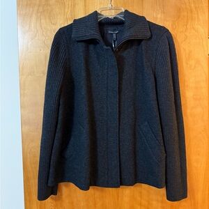 Eileen Fisher Felted Flannel Melange Zip Jacket With Trim NWT Large MSRP $378
